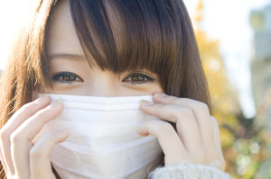 Japanese girl wearing a mask