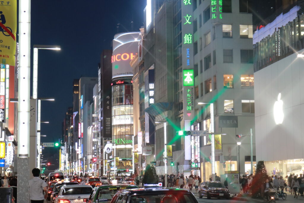 Ginza at night time