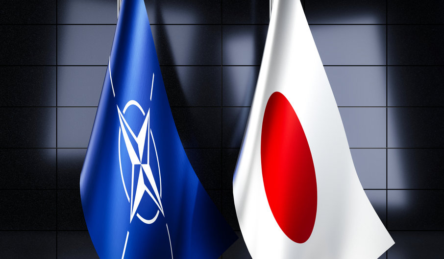 Flags of NATO and Japan
