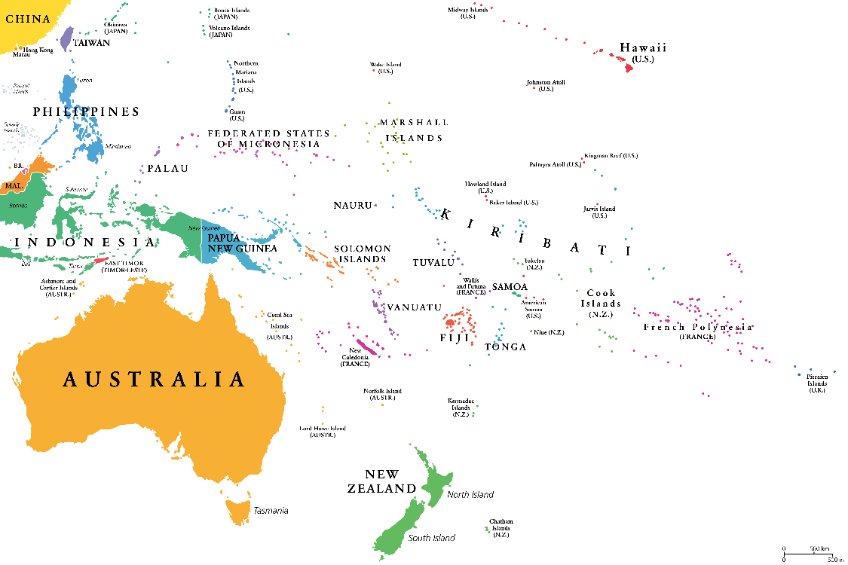 map of Kiribati and NZ