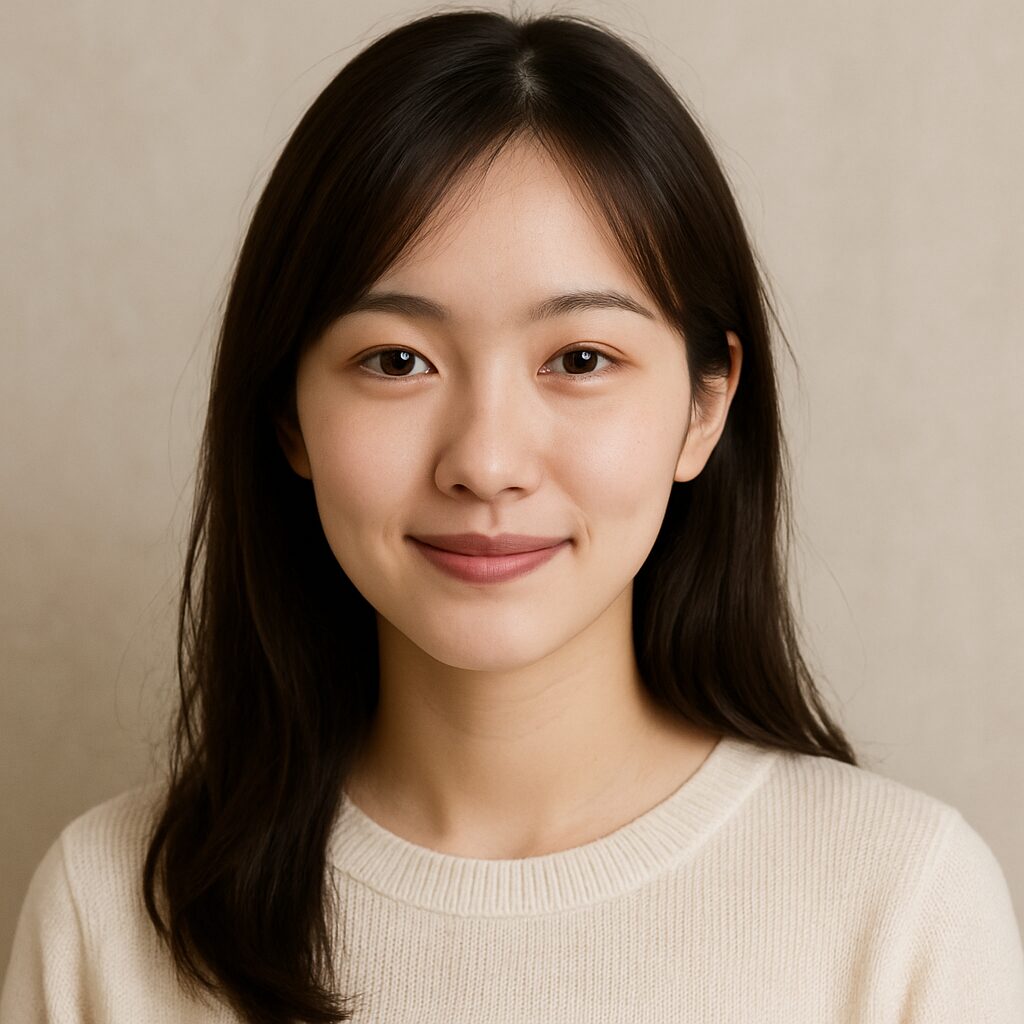 エシカルファッションの服を着た２３歳の女性、