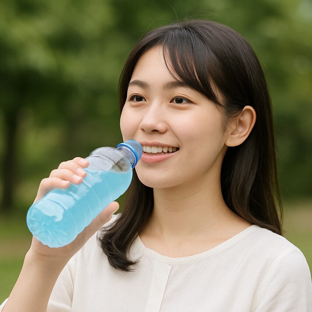 スポーツドリンクを飲む女性