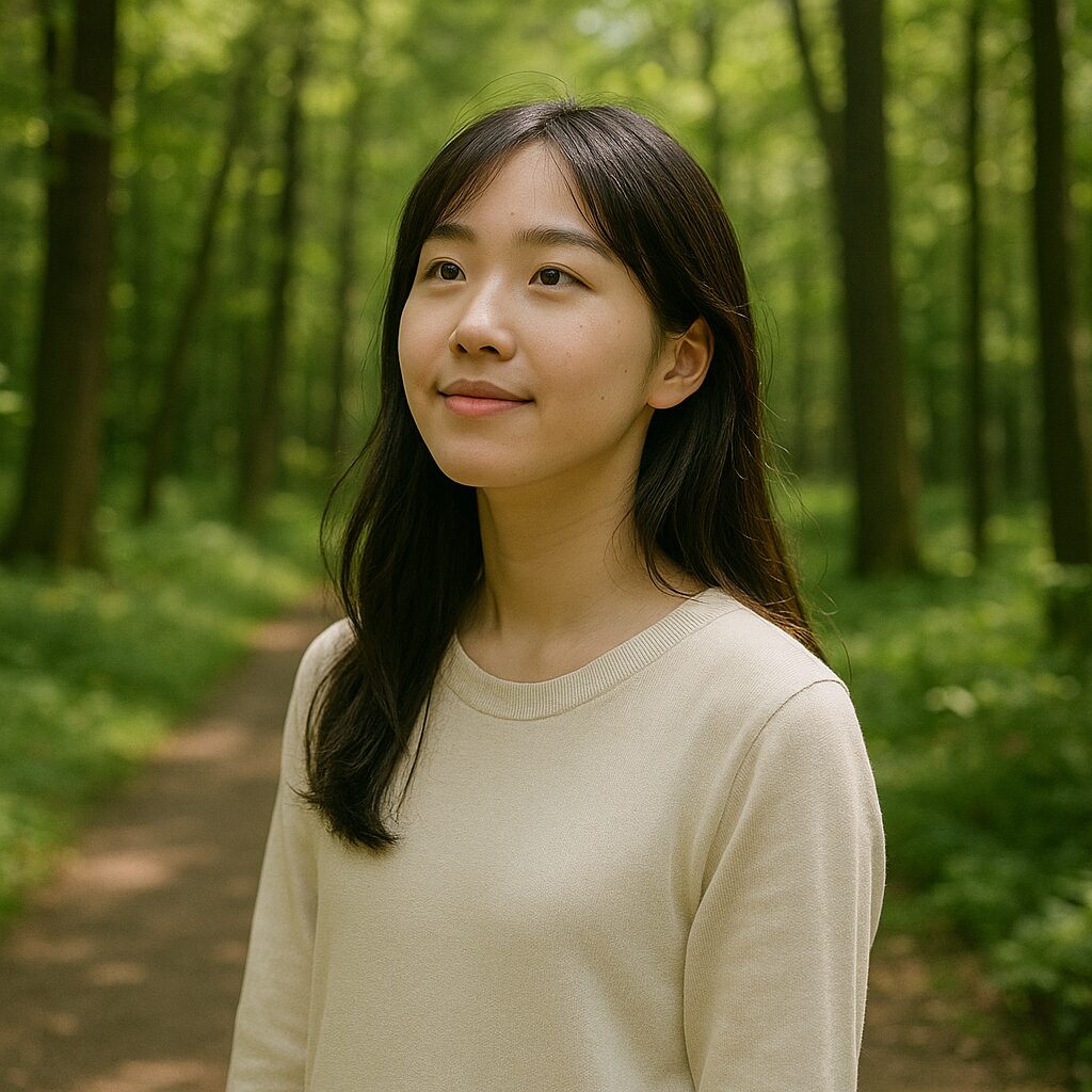 女性、森林