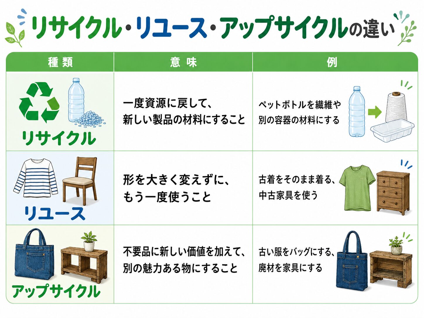 アップサイクルとリサイクルの違い