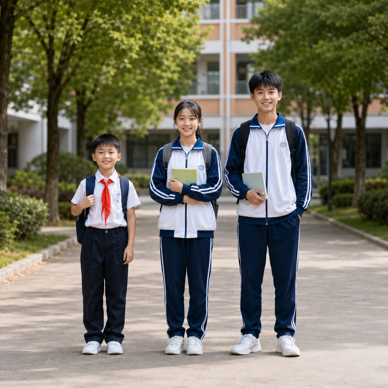 中国の小中高生の制服のイメージ