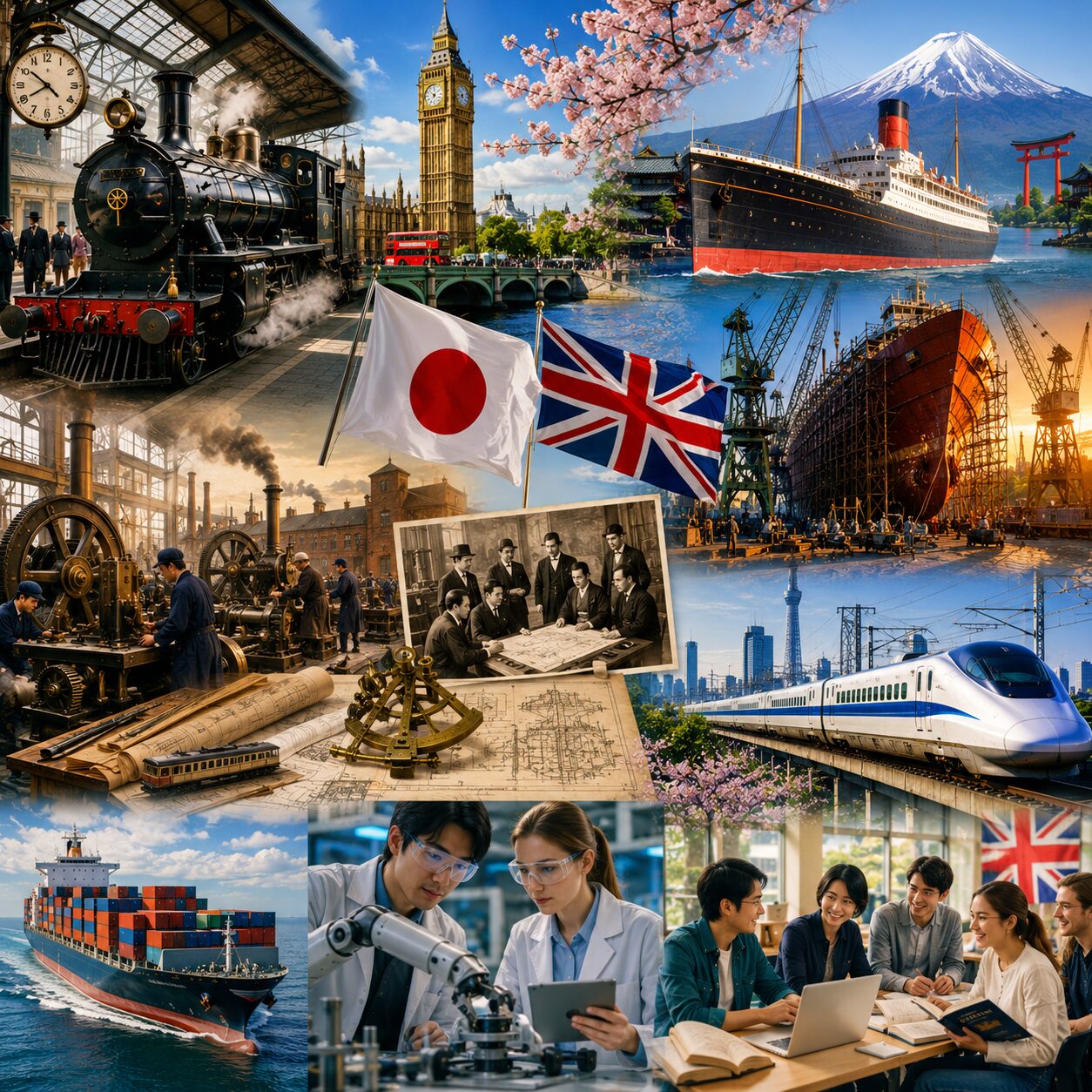 日本の近代化とイギリスの産業技術のつながりを表す画像