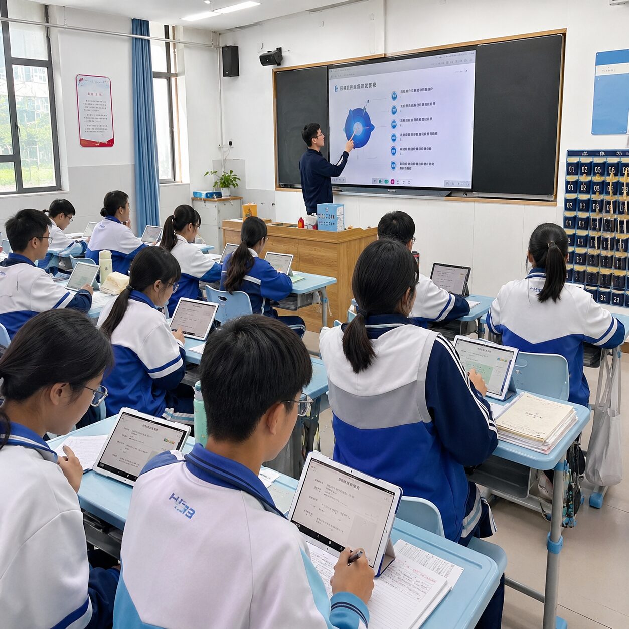 中国の学校でICT教育を行うイメージ