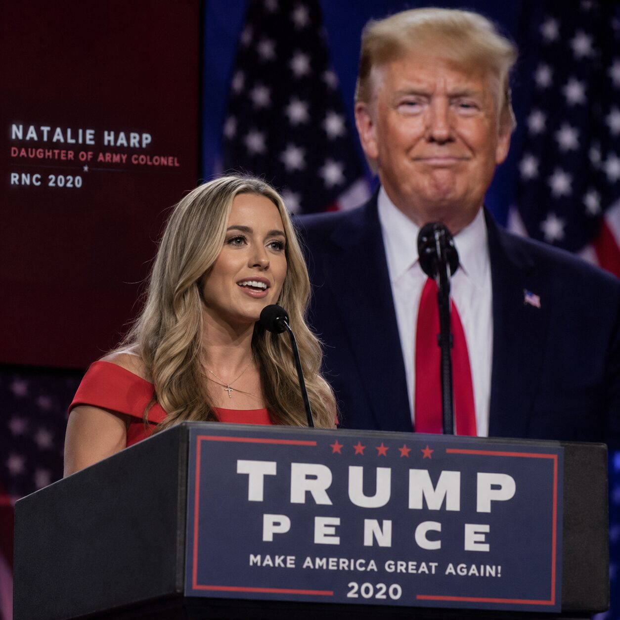 共和党大会でトランプ大統領を支持するナタリー・ハープ