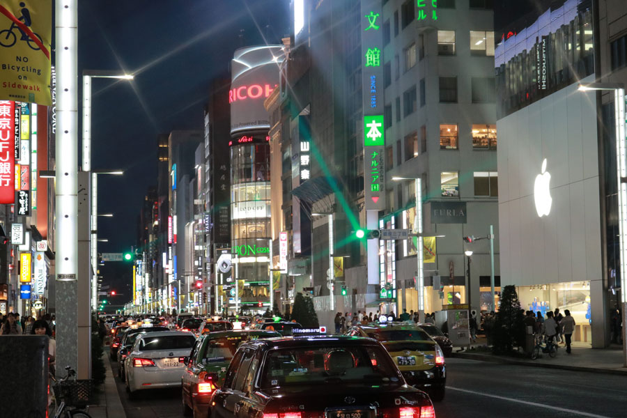 Street of Ginza at night